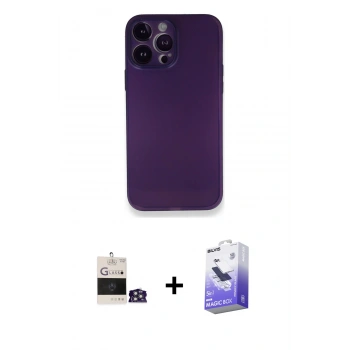 MARSİLYAN™- iPhone 14 Pro Max Kılıf Yadigar Yansıma Serisi - Siyah Bilvis 5in1 5D Magic Hayalet Cam Ekran Koruyucu + Bilvis Titan Kamera Lens - GS