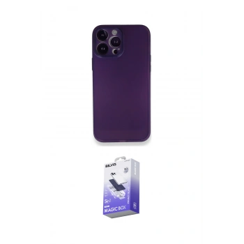 MARSİLYAN™- iPhone 14 Pro Max Kılıf Yadigar Yansıma Serisi - Siyah Bilvis 5in1 5D Magic Hayalet Cam Ekran Koruyucu