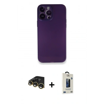 MARSİLYAN™- iPhone 14 Pro Max Kılıf Yadigar Yansıma Serisi - Siyah Bilvis Hayalet Cam Ekran Koruyucu + Raze Metal Kamera Lens - GD
