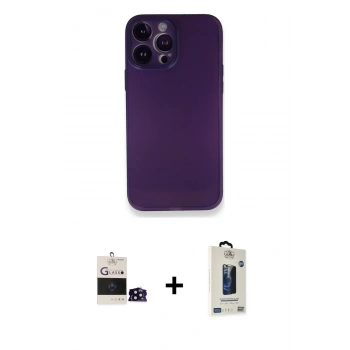 MARSİLYAN™- iPhone 14 Pro Max Kılıf Yadigar Yansıma Serisi - Siyah Bilvis Hayalet Cam Ekran Koruyucu + Bilvis Titan Kamera Lens - SH