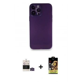 MARSİLYAN™- iPhone 14 Pro Max Kılıf Yadigar Yansıma Serisi - Siyah Buffer Cam Ekran Koruyucu + Bilvis Titan Kamera Lens - GS