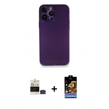 MARSİLYAN™- iPhone 14 Pro Max Kılıf Yadigar Yansıma Serisi - Siyah Buffer Hayalet Cam Ekran Koruyucu + Bilvis Titan Kamera Lens - DNMR