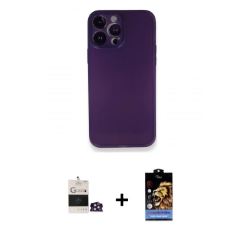 MARSİLYAN™- iPhone 14 Pro Max Kılıf Yadigar Yansıma Serisi - Siyah Buffer Hayalet Cam Ekran Koruyucu + Bilvis Titan Kamera Lens - GD