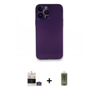 MARSİLYAN™- iPhone 14 Pro Max Kılıf Yadigar Yansıma Serisi - Siyah Joko Magic 5D Hayalet Cam + Bilvis Titan Kamera Lens - GS