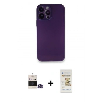 MARSİLYAN™- iPhone 14 Pro Max Kılıf Yadigar Yansıma Serisi - Siyah Mat Seramik Nano Ekran Koruyucu + Bilvis Titan Kamera Lens - GS