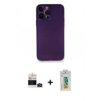 MARSİLYAN™- iPhone 14 Pro Max Kılıf Yadigar Yansıma Serisi - Siyah Polymer Nano Ekran Koruyucu + Bilvis Titan Kamera Lens - DNMR