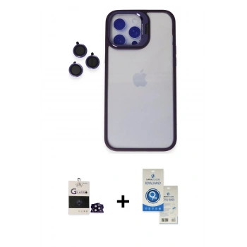 MARSİLYAN™- iPhone 14 Pro Max Kılıf Yankı Asil Serisi - Şeffaf Royal Nano Ekran Koruyucu + Bilvis Titan Kamera Lens - SH