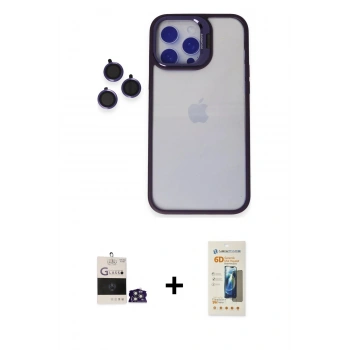 MARSİLYAN™- iPhone 14 Pro Max Kılıf Yankı Asil Serisi - Siyah 6D Mat Seramik Hayalet Nano Ekran Koruyucu + Bilvis Titan Kamera Lens - GS