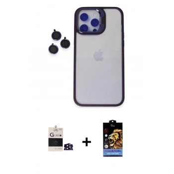 MARSİLYAN™- iPhone 14 Pro Max Kılıf Yankı Asil Serisi - Siyah Buffer Hayalet Cam Ekran Koruyucu + Bilvis Titan Kamera Lens - DNMR