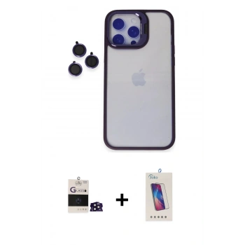 MARSİLYAN™- iPhone 14 Pro Max Kılıf Yankı Asil Serisi - Siyah Joko 5D Cam + Bilvis Titan Kamera Lens - DNMR