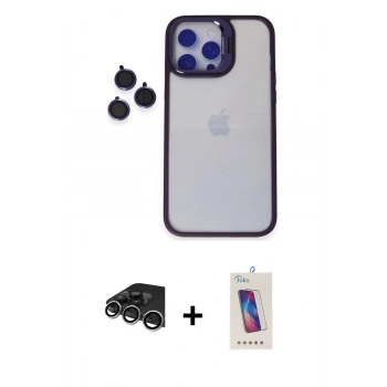 MARSİLYAN™- iPhone 14 Pro Max Kılıf Yankı Asil Serisi - Siyah Joko 5D Cam + Raze Metal Kamera Lens - GS
