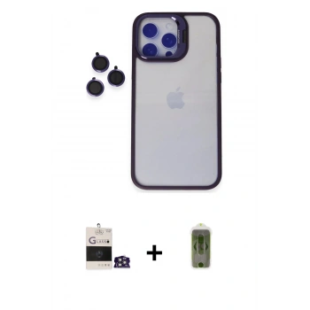 MARSİLYAN™- iPhone 14 Pro Max Kılıf Yankı Asil Serisi - Siyah Joko Magic 5D Hayalet Cam + Bilvis Titan Kamera Lens - GS