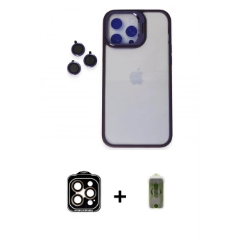 MARSİLYAN™- iPhone 14 Pro Max Kılıf Yankı Asil Serisi - Siyah Joko Magic 5D Hayalet Cam + PVD Metal Kamera Lens - TU