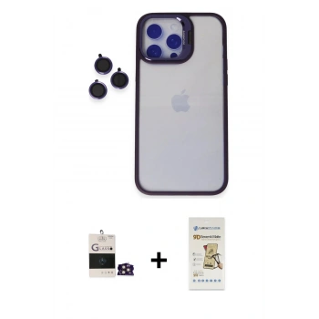 MARSİLYAN™- iPhone 14 Pro Max Kılıf Yankı Asil Serisi - Siyah Mat Seramik Nano Ekran Koruyucu + Bilvis Titan Kamera Lens - GD