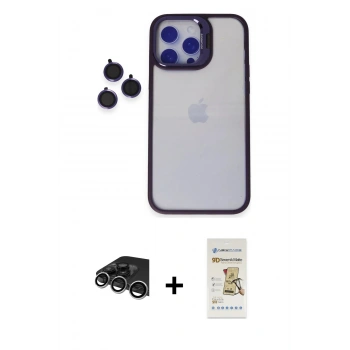 MARSİLYAN™- iPhone 14 Pro Max Kılıf Yankı Asil Serisi - Siyah Mat Seramik Nano Ekran Koruyucu + Raze Metal Kamera Lens - GS