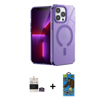 MARSİLYAN™- iPhone 14 Pro Max Kılıf Yankı Çizgi - Siyah 18D Cam Ekran Koruyucu + Bilvis Titan Kamera Lens - GD