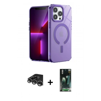 MARSİLYAN™- iPhone 14 Pro Max Kılıf Yankı Çizgi - Siyah 360 Mat Full Body Arka Koruyucu + Raze Metal Kamera Lens - GS