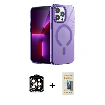 MARSİLYAN™- iPhone 14 Pro Max Kılıf Yankı Çizgi - Siyah 6D Mat Seramik Hayalet Nano Ekran Koruyucu + PVD Metal Kamera Lens - TU
