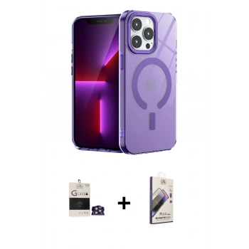 MARSİLYAN™- iPhone 14 Pro Max Kılıf Yankı Çizgi - Siyah Bilvis 3D Mat Cam Ekran Koruyucu + Bilvis Titan Kamera Lens - GS