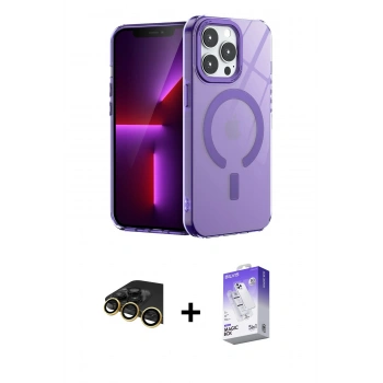MARSİLYAN™- iPhone 14 Pro Max Kılıf Yankı Çizgi - Siyah Bilvis 5in1 3D Magic Cam Ekran Koruyucu + Raze Metal Kamera Lens - GD