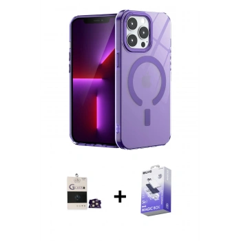 MARSİLYAN™- iPhone 14 Pro Max Kılıf Yankı Çizgi - Siyah Bilvis 5in1 5D Magic Hayalet Cam Ekran Koruyucu + Bilvis Titan Kamera Lens - GD