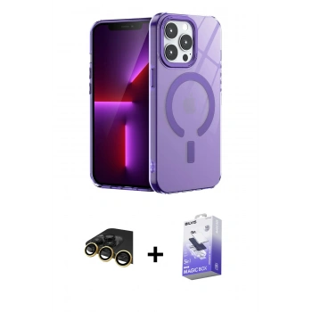 MARSİLYAN™- iPhone 14 Pro Max Kılıf Yankı Çizgi - Siyah Bilvis 5in1 5D Magic Hayalet Cam Ekran Koruyucu + Raze Metal Kamera Lens - GD