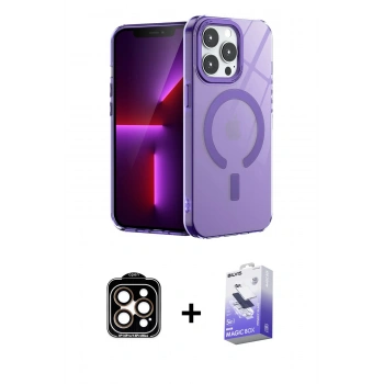 MARSİLYAN™- iPhone 14 Pro Max Kılıf Yankı Çizgi - Siyah Bilvis 5in1 5D Magic Hayalet Cam Ekran Koruyucu + PVD Metal Kamera Lens - TU