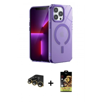 MARSİLYAN™- iPhone 14 Pro Max Kılıf Yankı Çizgi - Siyah Buffer Cam Ekran Koruyucu + Raze Metal Kamera Lens - GD