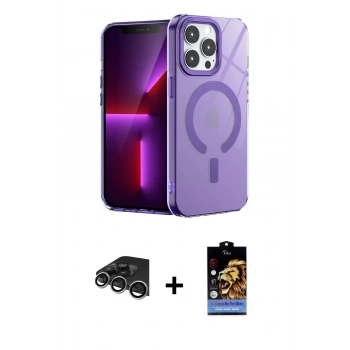 MARSİLYAN™- iPhone 14 Pro Max Kılıf Yankı Çizgi - Siyah Buffer Hayalet Cam Ekran Koruyucu + Raze Metal Kamera Lens - GS