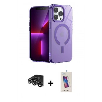 MARSİLYAN™- iPhone 14 Pro Max Kılıf Yankı Çizgi - Siyah Joko 5D Cam + Raze Metal Kamera Lens - GS