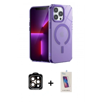 MARSİLYAN™- iPhone 14 Pro Max Kılıf Yankı Çizgi - Siyah Joko 5D Cam + PVD Metal Kamera Lens - TU