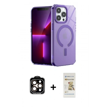 MARSİLYAN™- iPhone 14 Pro Max Kılıf Yankı Çizgi - Siyah Mat Seramik Nano Ekran Koruyucu + PVD Metal Kamera Lens - TU