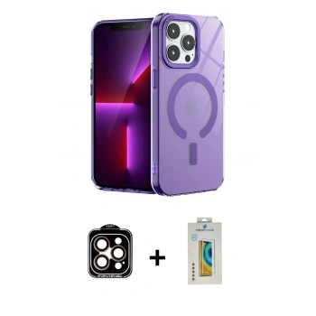 MARSİLYAN™- iPhone 14 Pro Max Kılıf Yankı Çizgi - Siyah Polymer Nano Ekran Koruyucu + PVD Metal Kamera Lens - TU