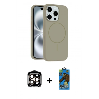 MARSİLYAN™- iPhone 14 Pro Max Kılıf Yankı Form Serisi - Siyah 18D Cam Ekran Koruyucu + PVD Metal Kamera Lens - TU