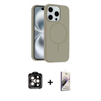 MARSİLYAN™- iPhone 14 Pro Max Kılıf Yankı Form Serisi - Siyah Bilvis 3D Mat Cam Ekran Koruyucu + PVD Metal Kamera Lens - TU