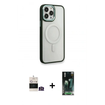MARSİLYAN™- iPhone 14 Pro Max Kılıf Yankı Işık Özel Seri - Şeffaf 360 Full Body Arka Koruyucu + Bilvis Titan Kamera Lens - GD