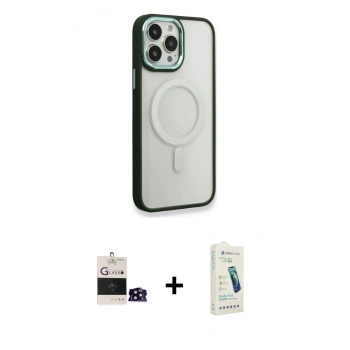 MARSİLYAN™- iPhone 14 Pro Max Kılıf Yankı Işık Özel Seri - Şeffaf Pasifik Cam Ekran Koruyucu + Bilvis Titan Kamera Lens - SH
