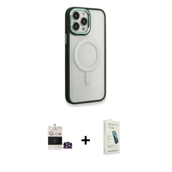 MARSİLYAN™- iPhone 14 Pro Max Kılıf Yankı Işık Özel Seri - Şeffaf Pasifik Cam Ekran Koruyucu + Bilvis Titan Kamera Lens - GD