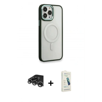 MARSİLYAN™- iPhone 14 Pro Max Kılıf Yankı Işık Özel Seri - Şeffaf Pasifik Cam Ekran Koruyucu + Raze Metal Kamera Lens - GS