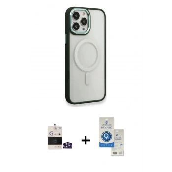 MARSİLYAN™- iPhone 14 Pro Max Kılıf Yankı Işık Özel Seri - Şeffaf Royal Nano Ekran Koruyucu + Bilvis Titan Kamera Lens - GS