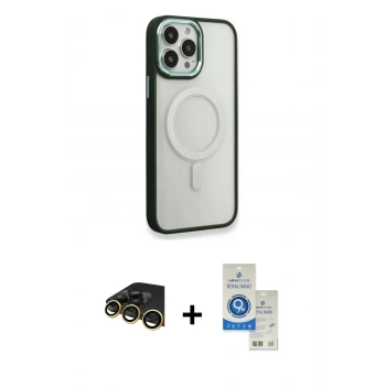 MARSİLYAN™- iPhone 14 Pro Max Kılıf Yankı Işık Özel Seri - Şeffaf Royal Nano Ekran Koruyucu + Raze Metal Kamera Lens - GD