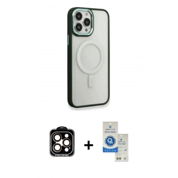 MARSİLYAN™- iPhone 14 Pro Max Kılıf Yankı Işık Özel Seri - Şeffaf Royal Nano Ekran Koruyucu + PVD Metal Kamera Lens - TU