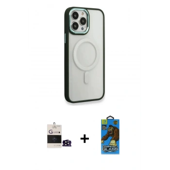 MARSİLYAN™- iPhone 14 Pro Max Kılıf Yankı Işık Özel Seri - Siyah 18D Cam Ekran Koruyucu + Bilvis Titan Kamera Lens - SH