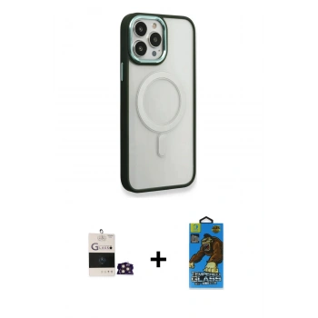 MARSİLYAN™- iPhone 14 Pro Max Kılıf Yankı Işık Özel Seri - Siyah 18D Cam Ekran Koruyucu + Bilvis Titan Kamera Lens - GD