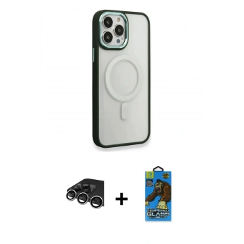 MARSİLYAN™- iPhone 14 Pro Max Kılıf Yankı Işık Özel Seri - Siyah 18D Cam Ekran Koruyucu + Raze Metal Kamera Lens - GS