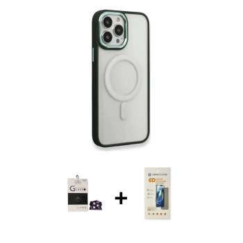 MARSİLYAN™- iPhone 14 Pro Max Kılıf Yankı Işık Özel Seri - Siyah 6D Mat Seramik Hayalet Nano Ekran Koruyucu + Bilvis Titan Kamera Lens - GD