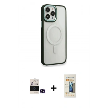 MARSİLYAN™- iPhone 14 Pro Max Kılıf Yankı Işık Özel Seri - Siyah 6D Mat Seramik Hayalet Nano Ekran Koruyucu + Bilvis Titan Kamera Lens - DNMR