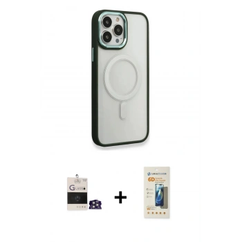 MARSİLYAN™- iPhone 14 Pro Max Kılıf Yankı Işık Özel Seri - Siyah 6D Mat Seramik Hayalet Nano Ekran Koruyucu + Bilvis Titan Kamera Lens - GS