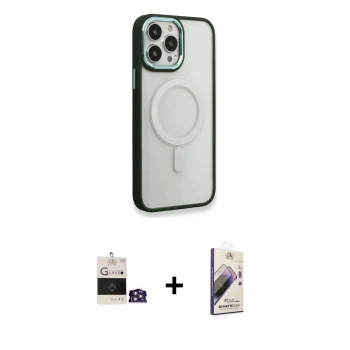MARSİLYAN™- iPhone 14 Pro Max Kılıf Yankı Işık Özel Seri - Siyah Bilvis 3D Mat Cam Ekran Koruyucu + Bilvis Titan Kamera Lens - GS