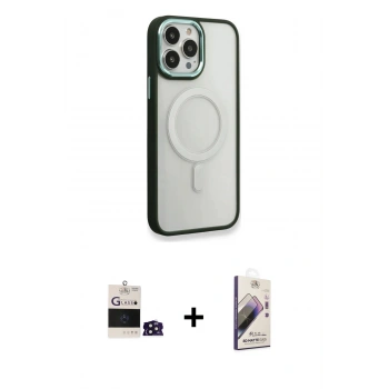 MARSİLYAN™- iPhone 14 Pro Max Kılıf Yankı Işık Özel Seri - Siyah Bilvis 3D Mat Cam Ekran Koruyucu + Bilvis Titan Kamera Lens - DNMR